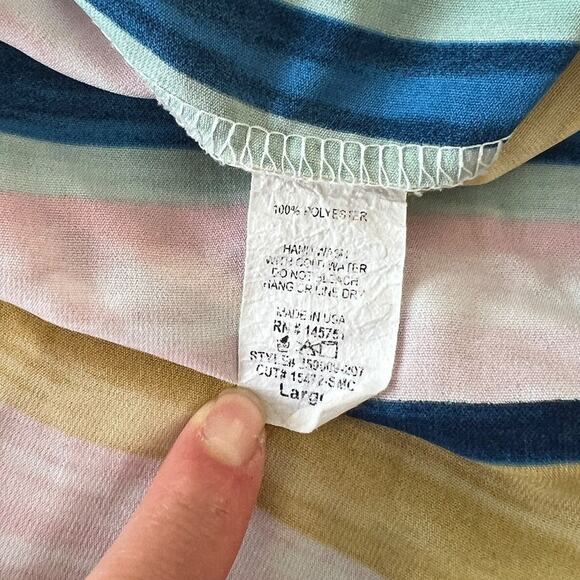 Peach Love California Kimono Open Front Top Striped L Large - Picture 5 of 7